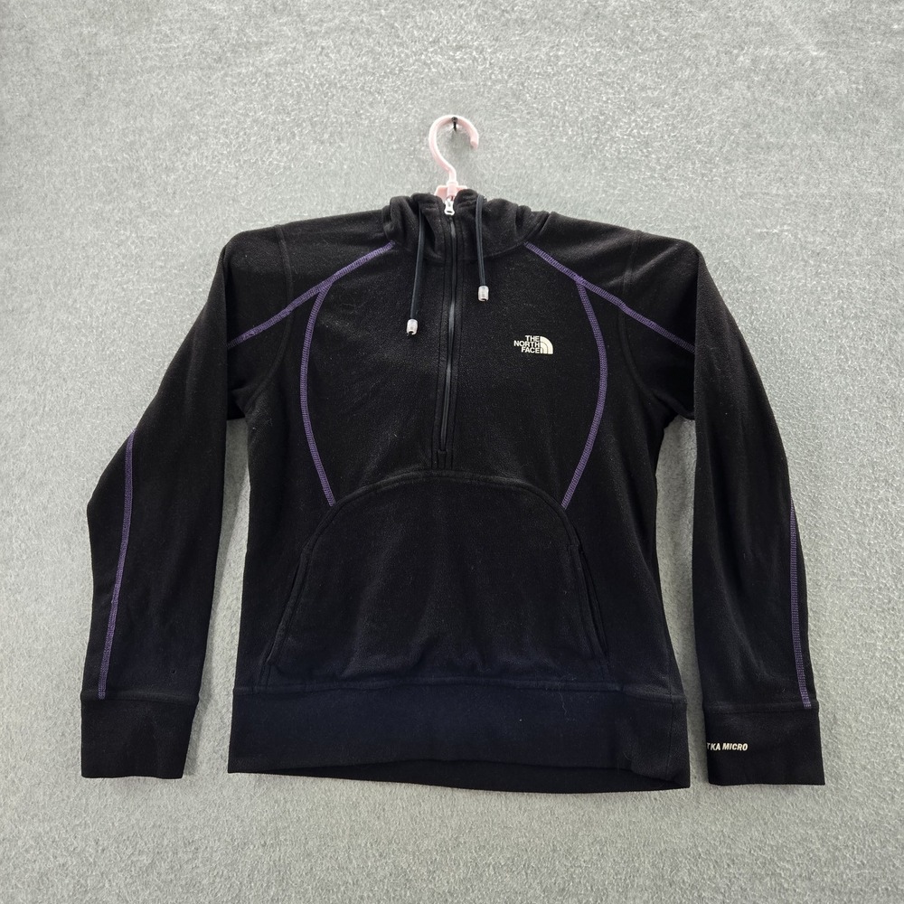 The North Face Women Sweatshirt L Black Pullover Fleece‎ TKA Micro Activewear
